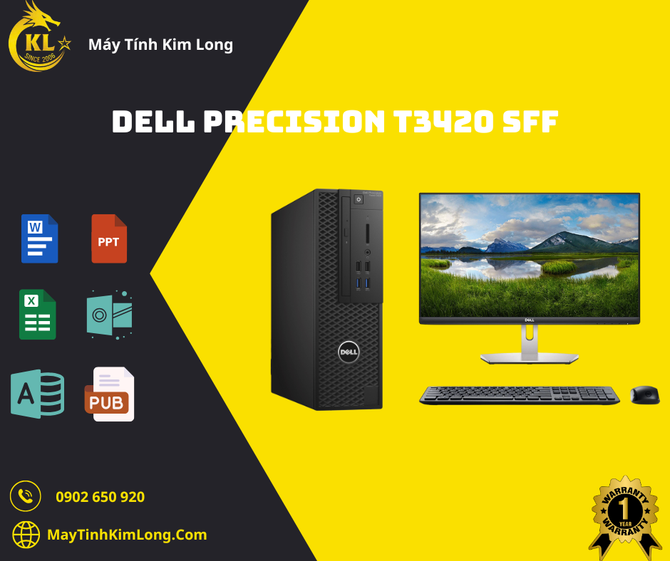 Máy bộ Dell Precision T3420 SFF i3 7100T/DDR4 8GB/SSD 120GB